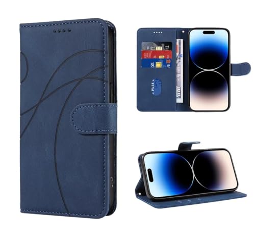 SEAHAI Leder Folio Hülle für Samsung Galaxy M35 5G, Premium PU Flip Brieftasche Schutzhülle Stoßfeste Handyhülle mit Standfunktion/Kartenfach/RFID-Schutz/Magnetisch - Blau