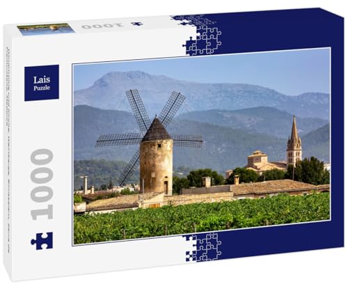 Lais Puzzle Windmühle und Kirche, Weinberge, Binissalem, Serra de Tramuntana, Mallorca 1000 Teile