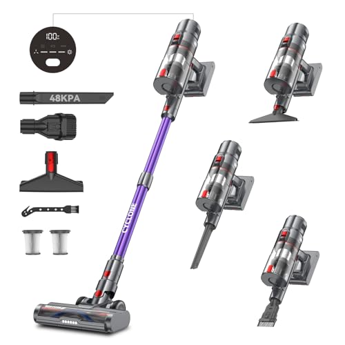 aujun J10 Akku Staubsauger 48000Pa/580W/70Mins, Staubsauger Kabellos Super Leise, Akkustaubsaguer mit Smart Display, Anti-Tangle-Bürste, Stabstaubsauger für Teppich/Hartböden/Tierhaare