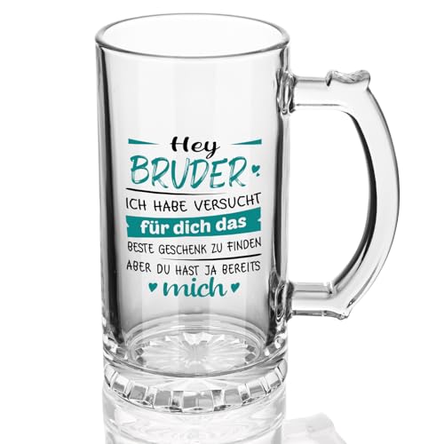 Joymaking Bierglas Geschenk Bruder, Bruder Geschenk, Geschenk für Bruder, Bruder Geschenk Weihnachten Geburtstag, Bester Bruder Geschenk, Bruder Geschenke zu Weihnachten, Biermug 0,5L