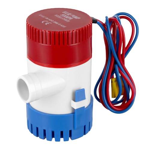 QWORK® 12V 500GPH Bilgenpumpe für Marineboote, Yacht, Wohnwagen - Tauchwasserpumpe für Süß-, Salz- und Schmutzwasser