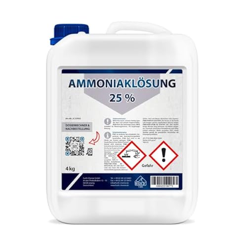 Ammoniak-Lösung 25% | 4 kg, inkl. Dosierrechner für jede Konzentration <25%