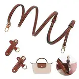 Schultergurt für Longchamp Mini Tasche Damen,Doppelseitiges Leder Cognac Schulterriemen,Einstellbarer No-Punch Taschengurt für Long Champ Henkel,Strap (Breite des Schultergurtes 0,9cm)