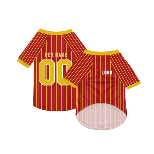 Personalisiert Haustier-T-Shirt Benutzerdefinierte Haustiere Fußball Trikot mit Name/Nummer/Logo Sommer Basic Weste für Katzen Hund Atmungsaktives Basketball Hundehemd Sommerkleidung,Red