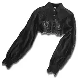 Peysaitr Damens Spitze Shrug Jäckchen, mit falschem Kragen und halbem Hemdblusenkragen, Damen Spitze Kurzarm Trachtenbluse, Spitze Bluse Damen Elegant Pullover Tops, für Gothic, Lolita, Oktoberfest