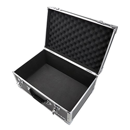 HMF 18441-02 Aufbewahrungskoffer, Transportkoffer Aluminiumrahmen, 48 x 32 x 22,5 cm, schwarz