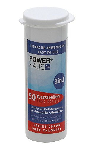 50 Teststäbchen 3 in 1 Teststreifen Teststrips für Chlor, pH Wert und Algenschutz, für Pool und Whirlpool