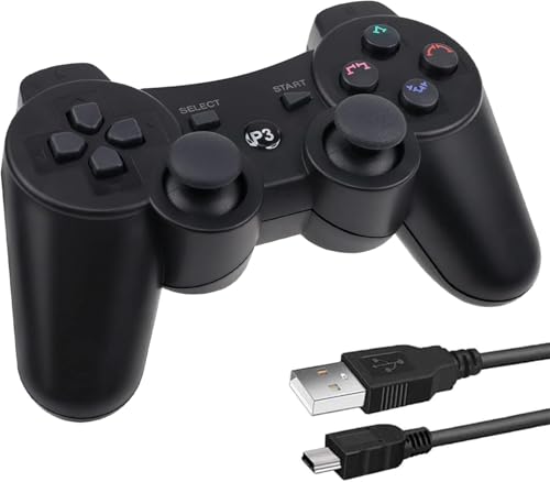 Lunriwis Wireless Controller für PS3, Wireless Double Shock 6 Achsen Bluetooth Joystick Gamepad mit kostenlosem Ladekabel für PS3 Controller