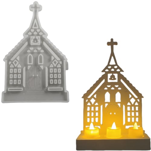 ALEFBET Silikonformen Gießformen, Silikonform Kerzenhalter Groß, Neues Konzept zur Herstellung Ihrer eigenen Kerzenhalter, Gipsformen zum Gießen (Einsatz - Kirche A)