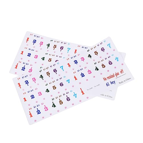 DIKACA Alphabet-Aufkleber 2 Blätter Tastaturaufkleber mit 61 Tasten piano noten aufkleber piano sticker Noten Erkennung Sticker Handrolle Etikett Mitarbeiter elektronische Orgel Klavier