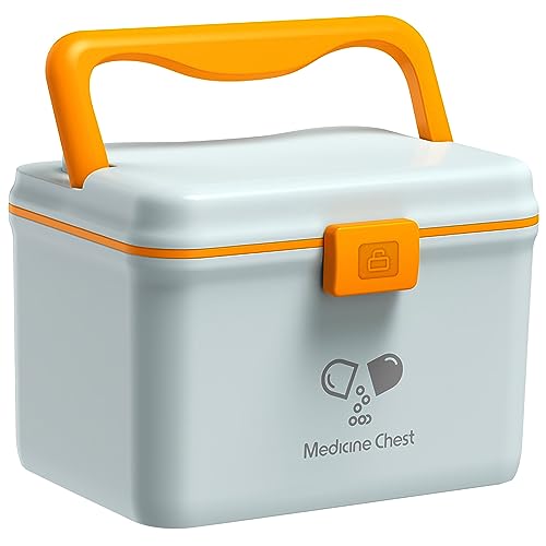 TUKA-i-AKUT 14,6L Medizinbox Zweilagig Portable mit Tragegriff, Medikamentenbox Hausapotheke Box Erste-Hilfe-Box Tragbar, Multifunktionaler Aufbewahrung Medizinkoffer Outdoor Home, TKD6402-XL Blau