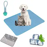 Gienslru Cooling Mat Dog, Non-Slip and Durable Kühlmatte Hund, Washable Soft Kennel Pads, Foldable Cooling Mat, Dogs, Cats for Summer (Blue, M)