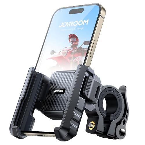 JOYROOM 2025 Fahrrad Handyhalterung, Handyhalterung Motorrad 【Vibrationsgedämpft】 1S Schnellspanner Universal Handyhalter Fahrrad Lenker für iPhone 15/14/13, Samsung S24/S23 (4.7"-7" Smartphone)