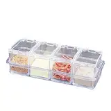 Dussdote Gewürzbehälter, Küchen-Gewürzglas-Set, Acryl-Gewürz-Aufbewahrungsbox, transparentes Salz-Zucker-Gewürzglas-Set