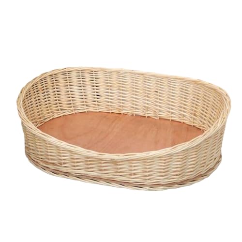 Hand Made Rattan Dog Bed,Cotton Rope Dog Cat Sleeping,Wicker Basket Pet House 23"x17"