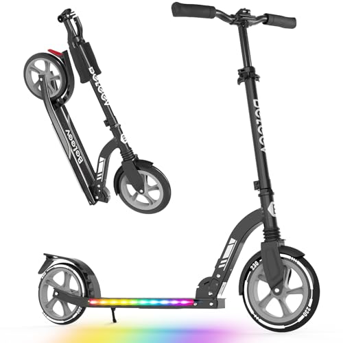 BELEEV V10 Roller Kinder 6 Jahre, 230mm Big Wheel, LED Licht Deck, ABEC-7, Höhenverstellbar, Tragegurt, Faltbare Scooter Erwachsene, Aluminium Leichter Cityroller Kinder, Jugendliche, Erwachsene