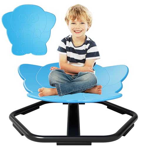 KORIEMFA Autismus Kinderdrehstuhl, Elephant Design Sensorischer Karussellstuhl, Spielzeug Balance Stuhl Training Physische Koordination und Gleichgewicht, Blau