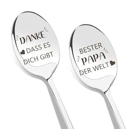 2er Stück Löffel Kaffeelöffel Mit Gravur Oster Geburtstagsgeschenk Weihnachtsgeschenke Vatertagsgeschenk Thanksgiving Valentinstag Geschenke für Papa Geschenk,Beste Papa Geschenk von Tochter Sohn