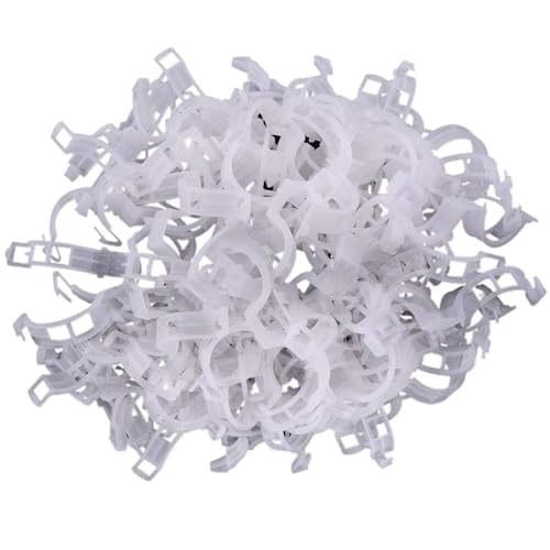 Rankenklammern, Gartenpflanzenklammern, 200 Stück Gartenpflanzenklammern, Pflanzenstützklammern, Rankenklammern, Blumenstielklammern for Befestigen von Tomaten, Gemüse, Gurken(White)