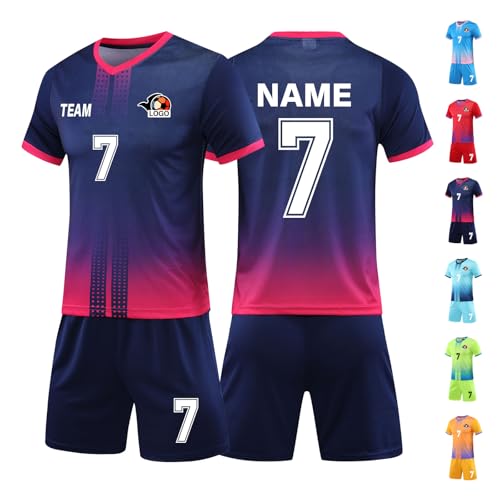 LAIFU personalisiertes Fußballtrikot Uniform für Kinder Frauen Männer Jungen personalisiertes Fußballtrikot mit Ihrem Namen Mannschaft Nummer Logo