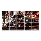 islandburner Prime Bild auf Leinwand Klassischer BMW in nächtlicher Stadt Japan für Wohnzimmer Autofans Autoshowroom Bilder Wandbilder Poster
