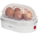 Clatronic® Eierkocher 6 Eier | mit akkustischem Signal (Summer) | inkl. Messbecher und Eipicker | Egg Cooker | Heizschale antihaftbeschichtet | Egg Boiler | EK 3497 weiß