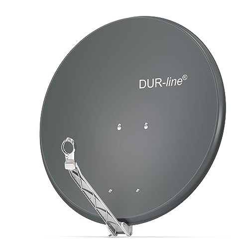 DUR-line Select 80cm Satellitenschüssel/Aluminium Sat-Reflektor [ 3X Test SEHR GUT *] / Anthrazit mit LNB-Halterung/Sturmsicher und leicht zu installieren/Rostfrei