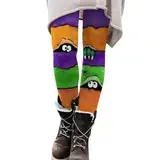 Budstfee Halloween -Frauen Leggings, farbenfrohe Polyester Halloween -Strumpfhosen, hohe Taillenstrumpfhosen, Winter warmes, weiches Halloween -Skinnhose für Party, tägliche Verschleiß, XL