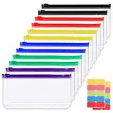 A6 Binder Taschen, 12 Stück Geldumschläge Wasserdicht, 6 Löcher Budget Planner Zubehör, Durchsichtige Geld Umschläge mit Zipper, für Cash Stuffing, Geld, Kleine Unterlagen