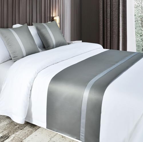 LRUPVEG Bedrunner King Light Gray, Bettschals Für Fußende des Bettes Seidig Weiche Tagesdecke Moderne Bettwarenabdeckung Bettabschlussschal Betttuch Schutz Für Hotel(Gray,50 * 50cm(No core))