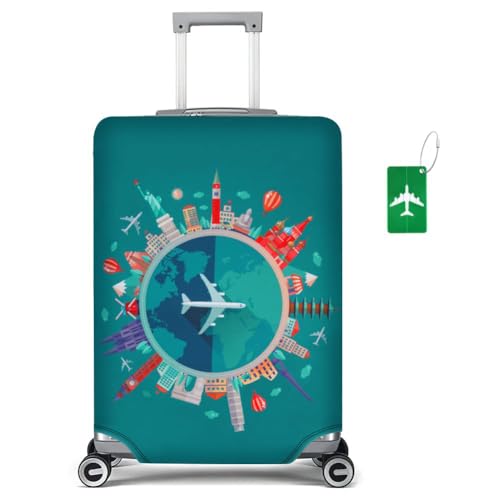 flintronic Elastisch Reise Kofferschutzhülle, 26-28 Zoll Kofferhülle Luggage Cover, Gepäckabdeckung for Travel Luggage Schutzhülle (L, Grün)