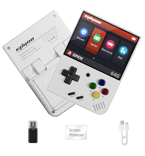 BuLuHAHA MiyooMini Plus Retro Konsole, Miyo Mini+ Handheld Spielkonsole 64G , Linux System, 3.5 Zoll IPS Screen 3000mAh Pocket Handheld Game Spielkonsole MiyooMini+(weiß)