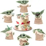 Yoda Minifiguren Set, 6 Stück Torte Topper, Cupcake Figuren, Yoda Deko Geburtstag, Star Wars Kuchen Dekoration, Yoda Puppendekoration, Kuchendeko, fur Mädchen, Junge