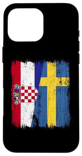Kroatien Schweden Halbflagge Kroatische schwedische Wurzeln Hülle für iPhone 16 Pro Max