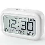 DOOMAY Digital Wecker Nachttisch - Batteriebetriebene Uhr mit LCD-Display-Volumen einstellbar Snooze und Wochenendmodus für Schlafzimmer Schreibtisch Reisen