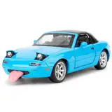 imtfzct 1/32 Mazda Miata MX-5 Alloy Modellauto, Pullback Spielzeugauto mit Licht und Sound, abnehmbares Verdeck, Sammlermodell, Geschenke für Kinder von 4-7 Jahren (blau)