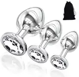 3 Stücke Analplug Set ,Metall Anal Plug ButtPlug Anal mit Kristall Diamant Sex Spielzeug für Die Frau Männer, Butt Plug Kit,Hygienisches Anal Toy,für Anfanger für Frauen Männer Paare