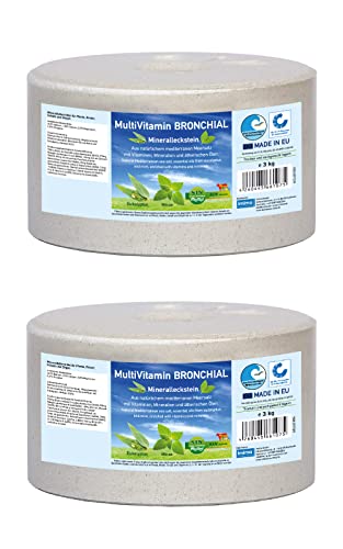 imima Mineralleckstein Pferd MultiVitamin BRONCHIAL Salzleckstein Set 2 x 3kg - Salzlecksteine für Pferde, Schafe, Ziegen, Wild und Rind - Salz Leckstein Mineralstein