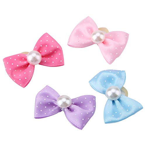 20PCS Hundehaar Bowknot, Haustier Welpe Haarseil Band Nette Punkte Faux Pearl Design Haarnadel Haarpflege Zubehör