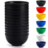 Berglander Schwarze Kunststoff Schalen Set 12 Stück 750ml, mehrweg Plastik Ramen Schüssel, Suppenschüsseln, Müslischüssel für Erwachsene, Kinder, Zuhause, Restaurant, Garten, Picknick