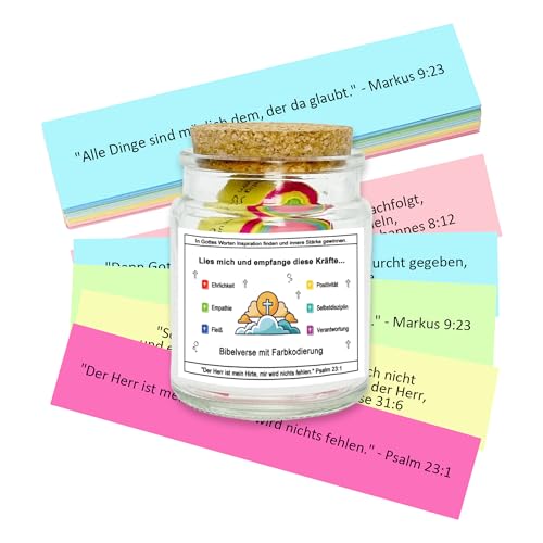 Gwezmxs Glas mit 100 Bibelversen, Liebe zur Bibel Tabs Verse Jar Deutsch für Christliche Geschenke, Transparent
