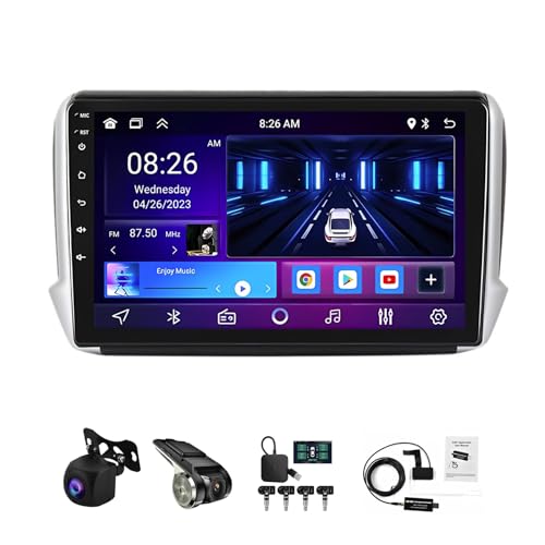Generisch Android 13-Autoradio für 208 (2013–2020) – 9-Zoll-Touchscreen, Bluetooth, kabelloses Carplay, GPS-Navigation, WLAN, Rückfahrkamera, Lenkradsteuerung (W200 4+64G)