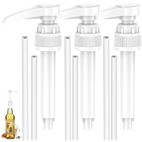 3 Stück Sirup Spender, Dosierpumpe, Dosierpumpe 1l Sirup, Dosierpumpe Pumpe, Sirup Spender Pumpe, für 500ml/1000ml Flaschen mit 3 Langen und 3 kurzen Schläuchen 