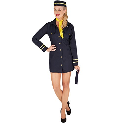 tectake dressforfun Frauenkostüm Stewardess | Uniform inkl. Stewardessen-Hut und passendem Halstuch (XXL | Nr. 301413)