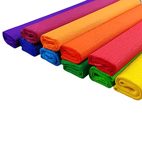 Netuno 10 Rollen Krepp-Papier farbig sortiert 200 x 50 cm 10 verschiedene Farben Bastelpapier Krepppapier bunt gemischt Bastelkrepp farbig deko Krepp Rollen bunt zum Basteln Dekorieren crepe paper