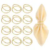 Giantree 12 Stück Serviettenring Gold, Serviettenschnallen Doppelspiralkreis-Design Napkin Rings für Weihnachten Hochzeitsfeier Abendessen Jubiläum Tischdekoration