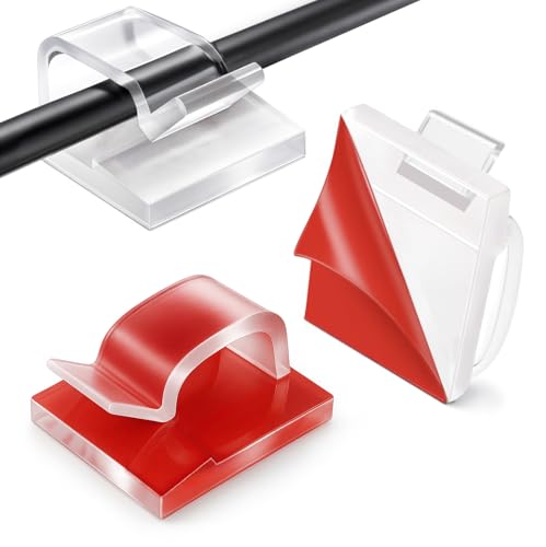 Aujzoo 50 Stück selbstklebende Kabel-Clips, selbstklebende Kabelhaken, Kabel-Management-Halter für Organizer, Wand, Schreibtisch, Zuhause und Büro Kabel