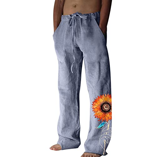 QWUVEDS Schnell trocknende Stretchhose für Herren, eiskalt, atmungsaktiv, Jogger, Kordelzug, Jogginghose mit Taschen Streetwear Hosen (240329A-Blue, XXXL)