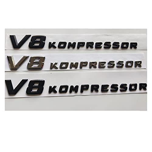 NEZIH Chrom/Matt schwarz/glänzend schwarz V8 Kompressor. Buchstaben Abzeichen Emblem Embleme Aufkleber Aufkleber Fit for Mercedes Benz AMG V8KOMPressor. Emblem-Logo-Aufkleber (Size : Gloss Black
