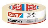 tesa Malerband ECONOMY - Vielseitiges Klebeband für Malerarbeiten ohne Lösungsmittel - Bis zu 4 Tage nach Gebrauch rückstandslos entfernbar, 50 m x 30 mm